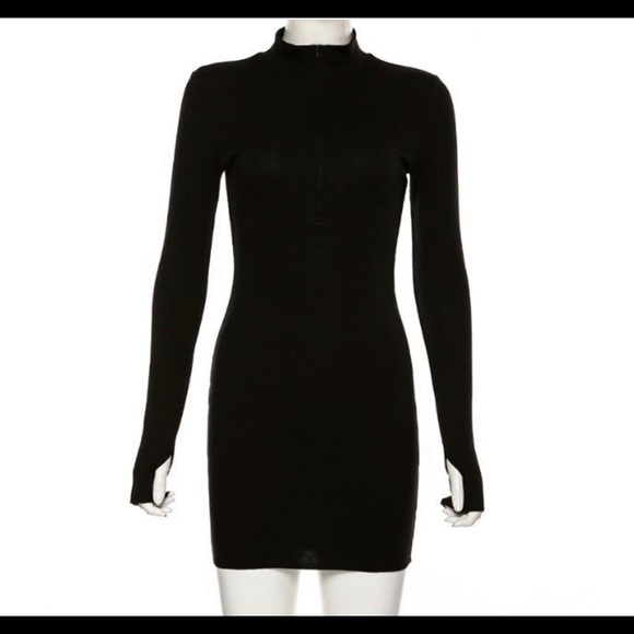 Black Bodycon Mini Long sleeve Dress - Picture 8 of 8